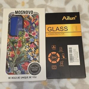 Ailun Glass Screen Protector with Mosnovo Floral Case